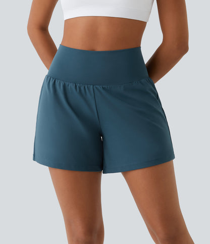 Hilara | 2-in-1 yogashort met hoge taille, achterzak en zijzak