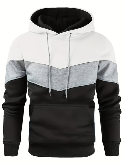 Ethan | Color Block Print Hoodie met Kangaroo Pocket voor Herfst en Winter