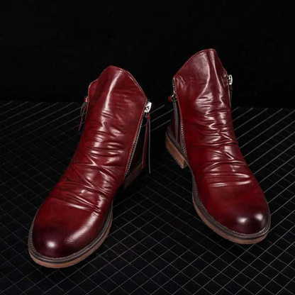 LuxeMax - Heren Enkelboots van Echt Leer met Rits en Lage Hak, Stijlvolle Schoenen