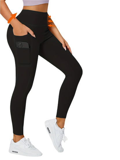 Lena | Effen Kleurige Yogabroek met Zak, Ideaal voor Hardlopen en Fitness