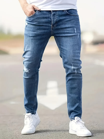 Benjamin | Ripped Design Slim Fit Jeans met Medium Stretch voor Lente en Zomer