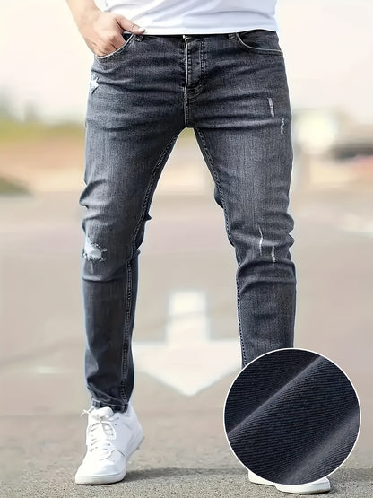 Benjamin | Ripped Design Slim Fit Jeans met Medium Stretch voor Lente en Zomer
