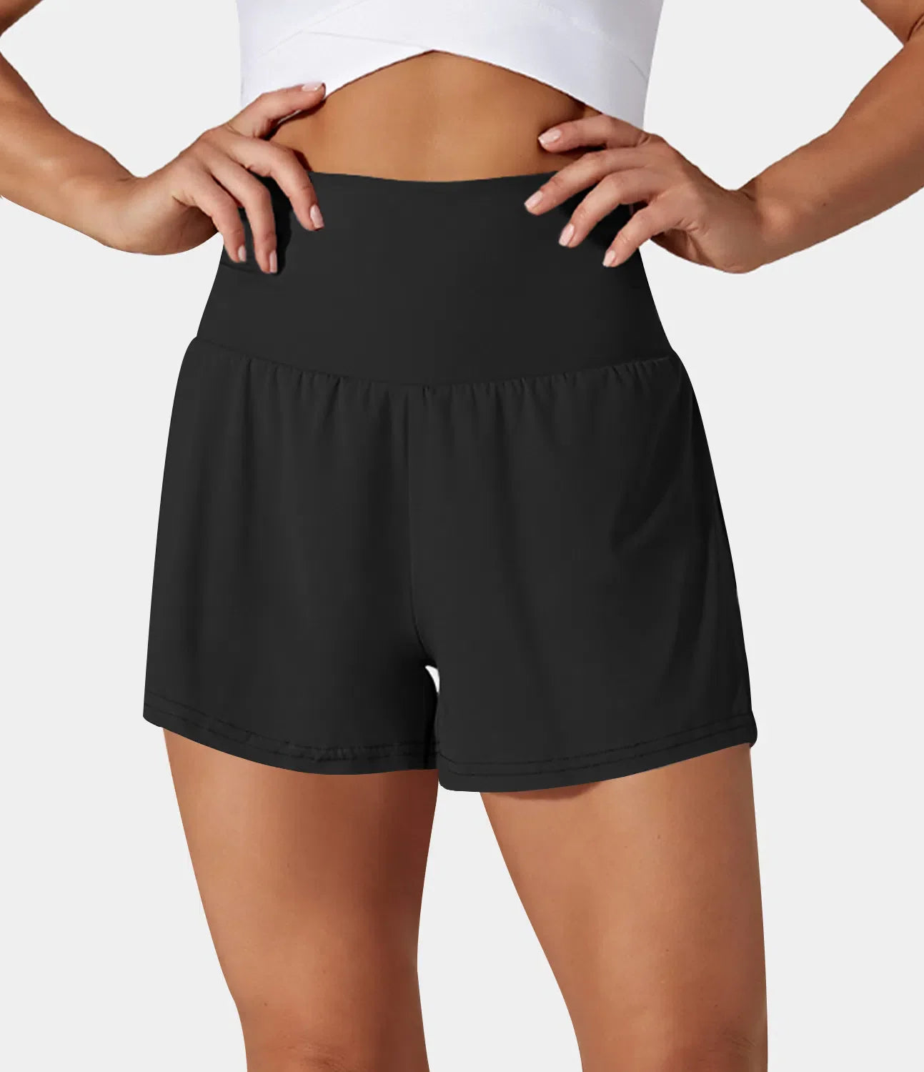Hilara | 2-in-1 yogashort met hoge taille, achterzak en zijzak