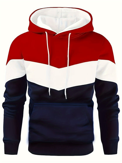 Ethan | Color Block Print Hoodie met Kangaroo Pocket voor Herfst en Winter