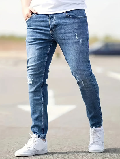 Benjamin | Ripped Design Slim Fit Jeans met Medium Stretch voor Lente en Zomer