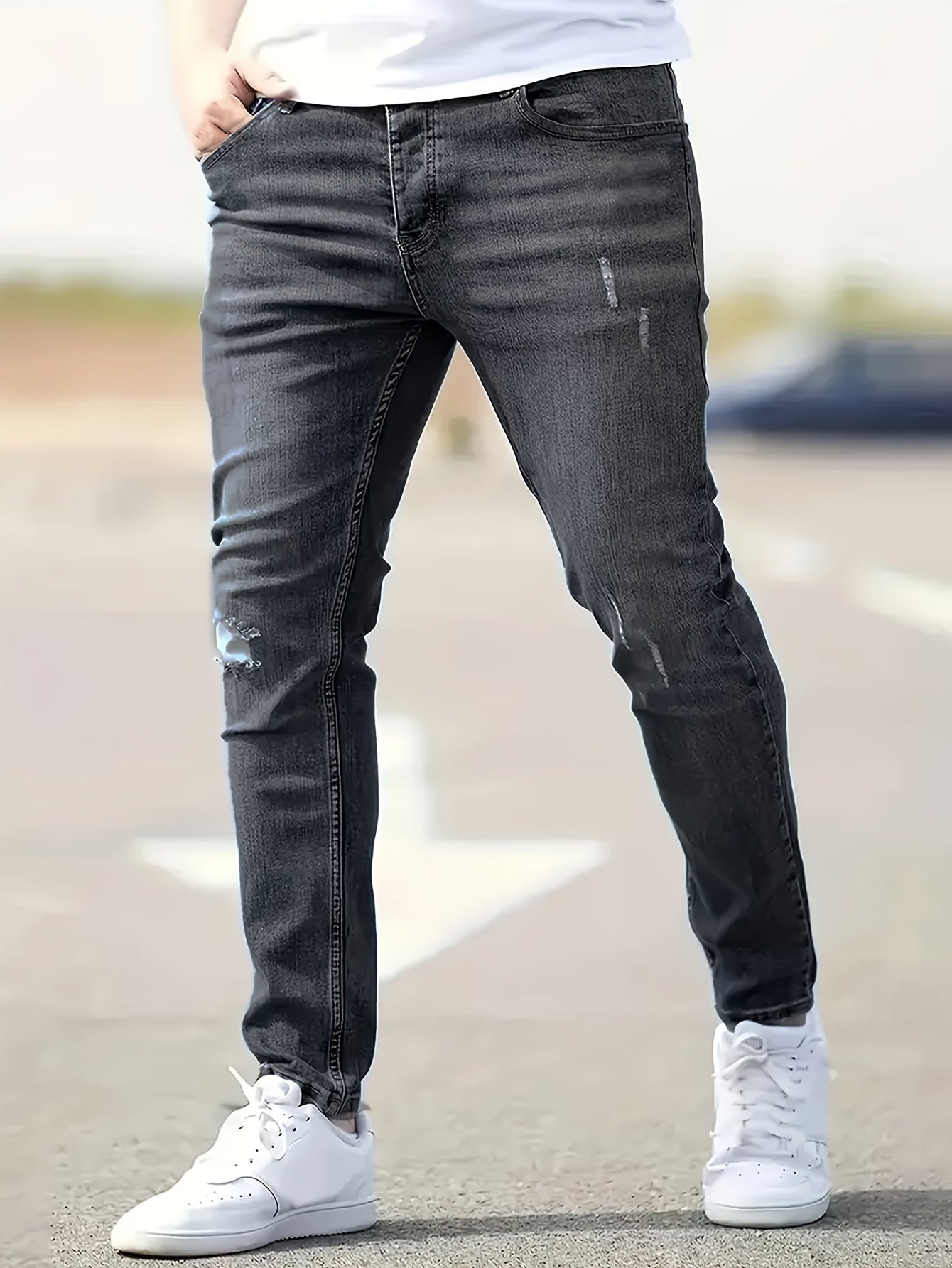 Benjamin | Ripped Design Slim Fit Jeans met Medium Stretch voor Lente en Zomer