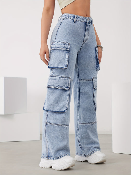 Emma | Broek met meerdere zakken in hemelsblauw