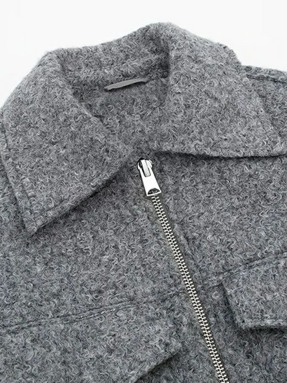 Anne Cropped Wol Look Herfst Jas Dames | Vrouwen Herfstjas Wol Grijs Zwart