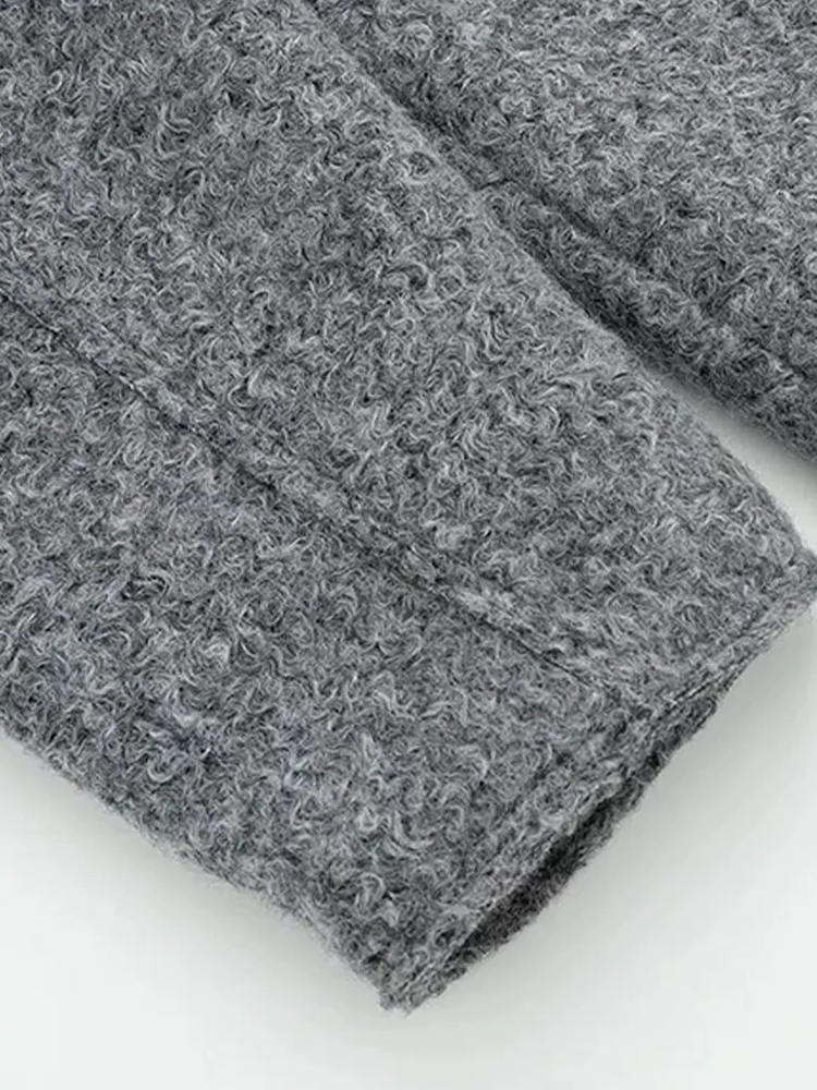 Anne Cropped Wol Look Herfst Jas Dames | Vrouwen Herfstjas Wol Grijs Zwart