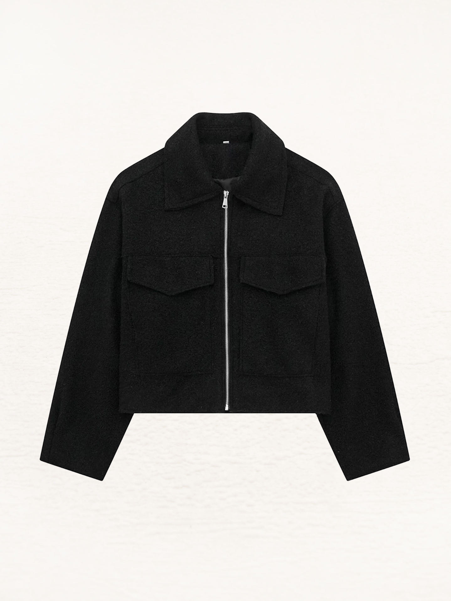 Anne Cropped Wol Look Herfst Jas Dames | Vrouwen Herfstjas Wol Grijs Zwart