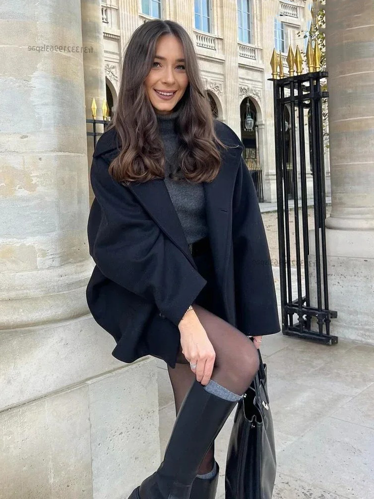 Camilla Gewatteerde Winterjas Dames | Herfstjas Met Knopen Vrouwen | Wollen Jas Zwart/Bruin