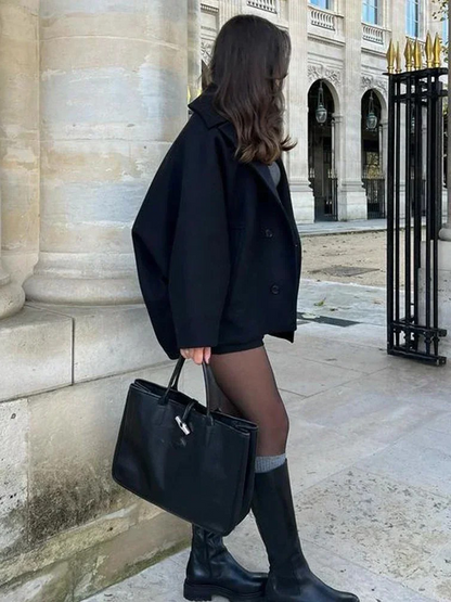 Camilla Gewatteerde Winterjas Dames | Herfstjas Met Knopen Vrouwen | Wollen Jas Zwart/Bruin