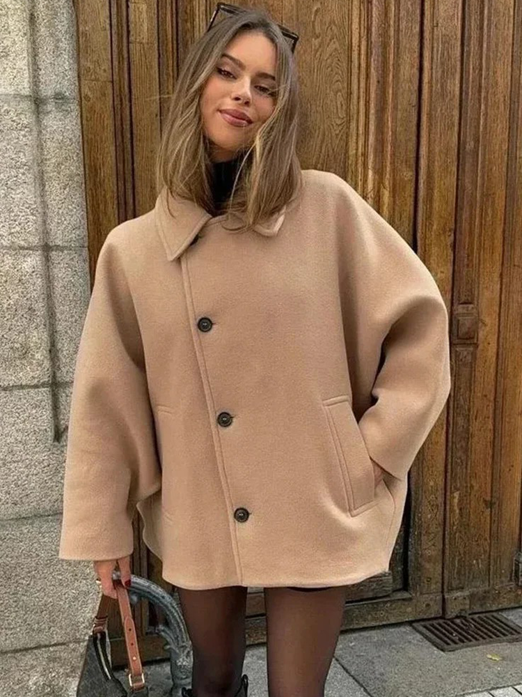 Camilla Gewatteerde Winterjas Dames | Herfstjas Met Knopen Vrouwen | Wollen Jas Zwart/Bruin