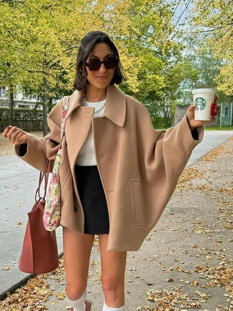 Camilla Gewatteerde Winterjas Dames | Herfstjas Met Knopen Vrouwen | Wollen Jas Zwart/Bruin