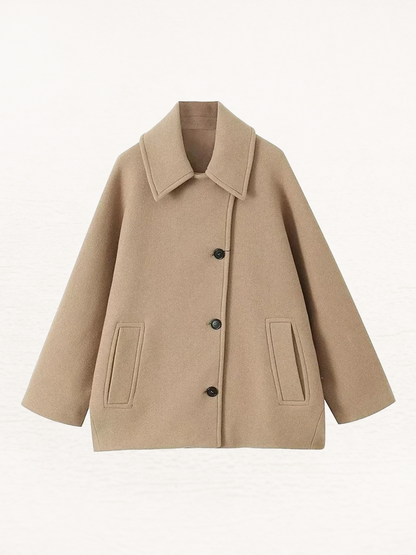 Camilla Gewatteerde Winterjas Dames | Herfstjas Met Knopen Vrouwen | Wollen Jas Zwart/Bruin