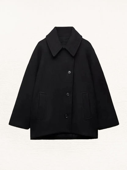 Camilla Gewatteerde Winterjas Dames | Herfstjas Met Knopen Vrouwen | Wollen Jas Zwart/Bruin