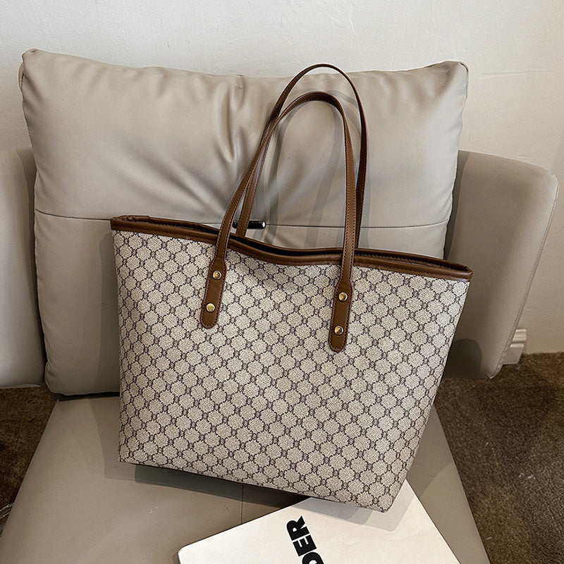 Amber | Retro Draagtas met Geometrische Print en Grote Capaciteit