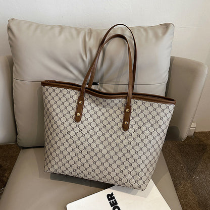 Amber | Retro Draagtas met Geometrische Print en Grote Capaciteit