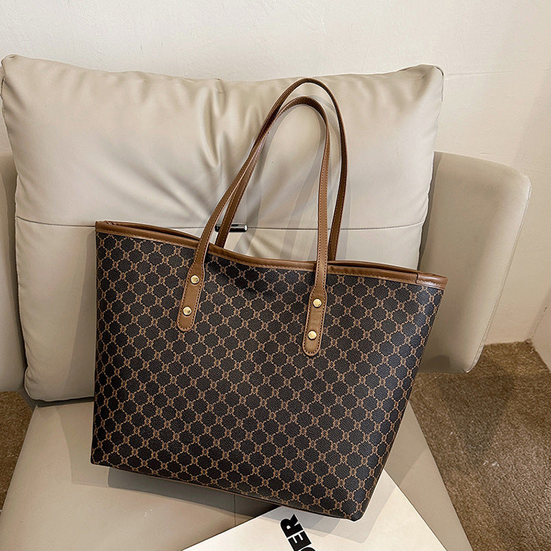 Amber | Retro Draagtas met Geometrische Print en Grote Capaciteit