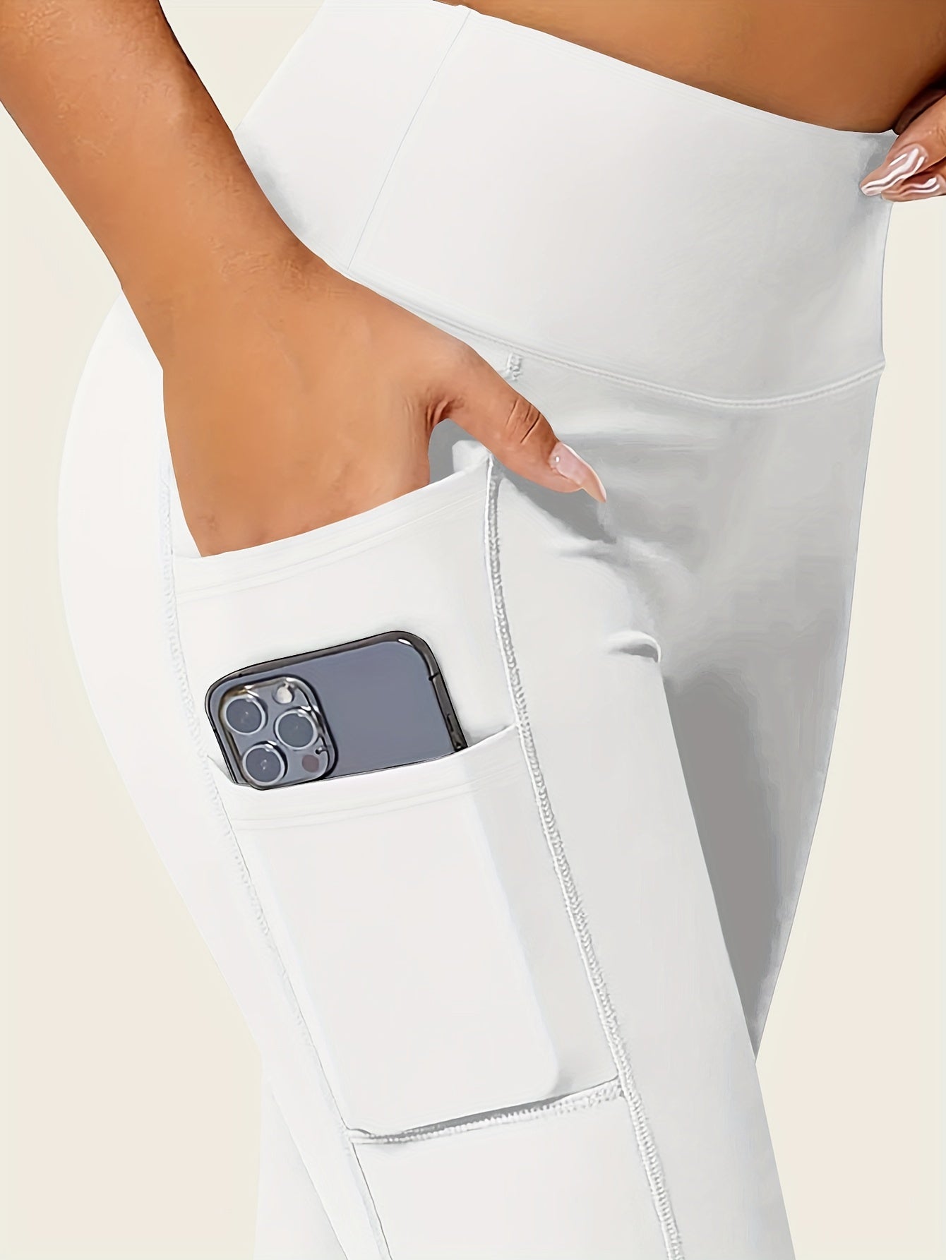 Lena | Effen Kleurige Yogabroek met Zak, Ideaal voor Hardlopen en Fitness