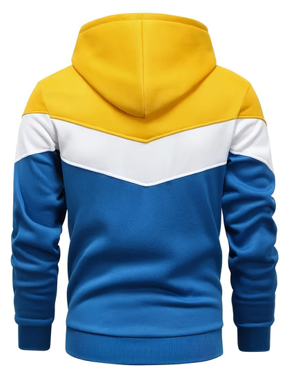 Ethan | Color Block Print Hoodie met Kangaroo Pocket voor Herfst en Winter