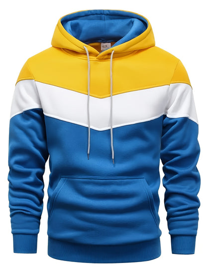 Ethan | Color Block Print Hoodie met Kangaroo Pocket voor Herfst en Winter