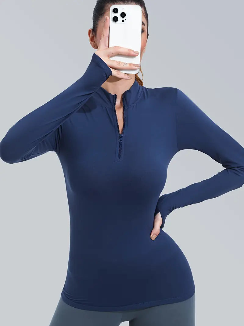 Lieke | Stijlvolle Yogatop met Halflange Rits en Slanke Pasvorm