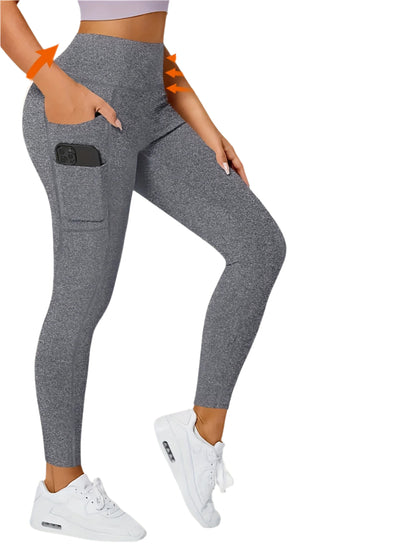 Lena | Effen Kleurige Yogabroek met Zak, Ideaal voor Hardlopen en Fitness