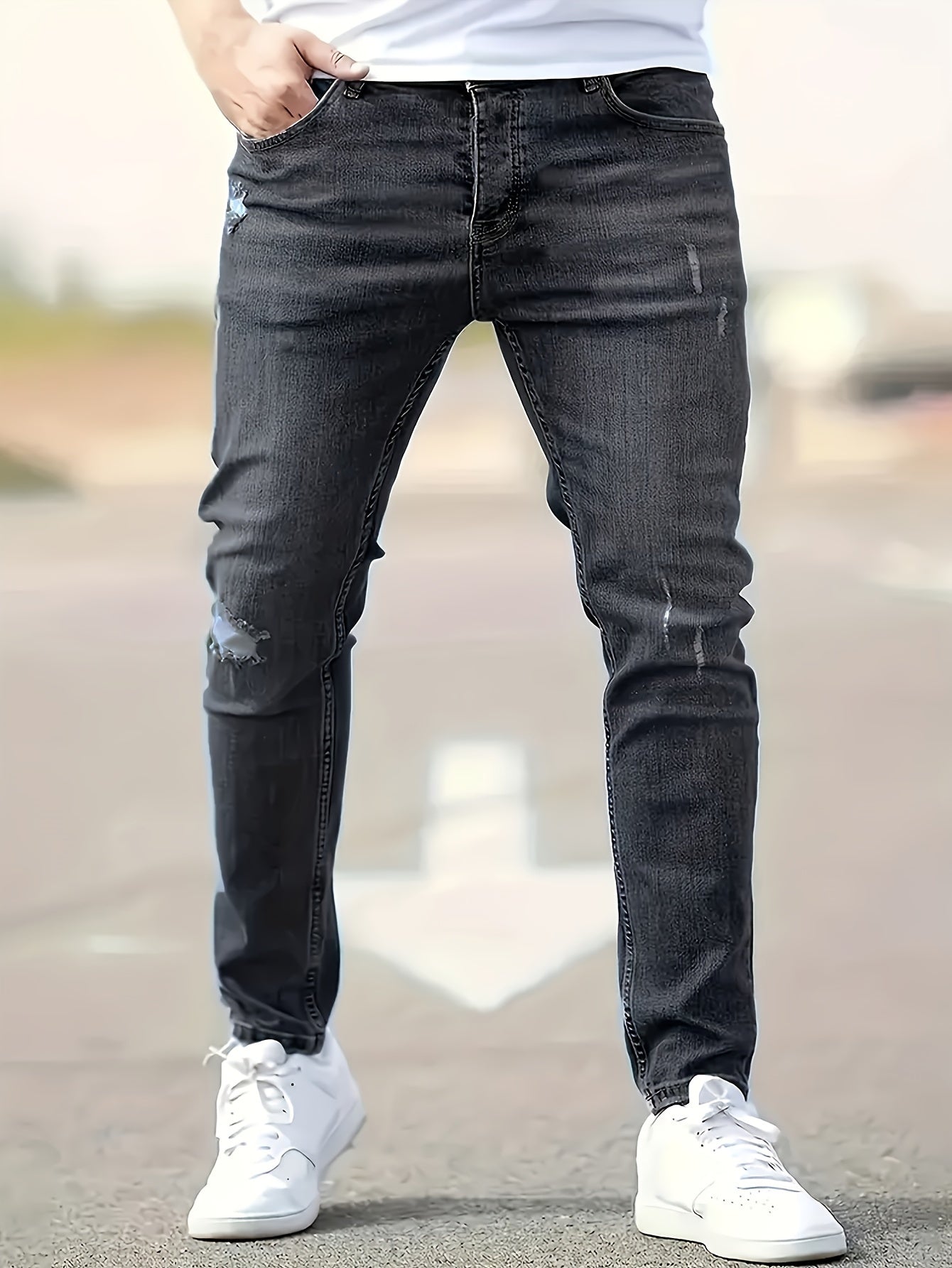 Benjamin | Ripped Design Slim Fit Jeans met Medium Stretch voor Lente en Zomer