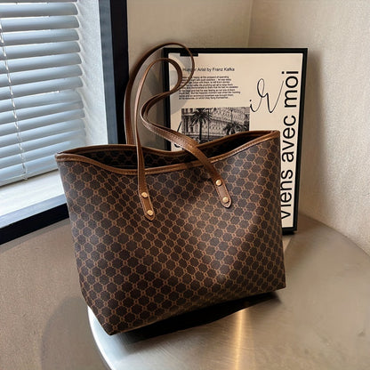 Amber | Retro Draagtas met Geometrische Print en Grote Capaciteit