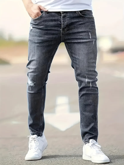 Benjamin | Ripped Design Slim Fit Jeans met Medium Stretch voor Lente en Zomer